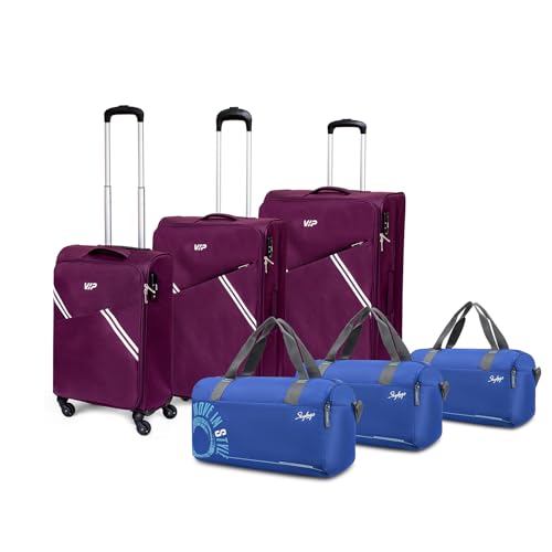 Image of VIP Verona - S03 Set of 3 (Cabin+Medium+Large) Trolley Bag, Cm | TSA | 4 Wheels | 5 Year International Warranty | Purple & Three Blue Skybags Duffle Bags