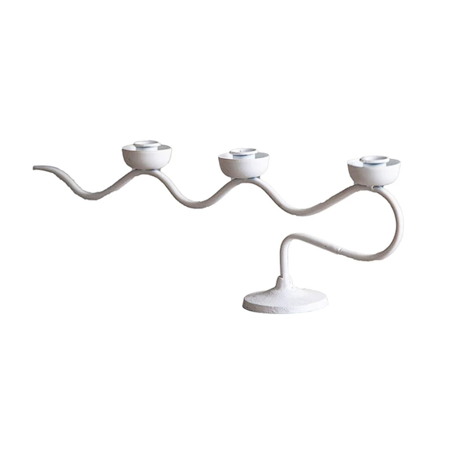 Astförmiger Tisch-Kerzenständer aus Schmiedeeisen, 3-Armiger Kerzenhalter for Abendessen bei Kerzenlicht, rustikaler Eingangsbereich, Wohnzimmer(Blanc)