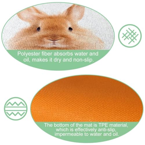 Tapete de cocina para pasillo y cuarto de lavado con estampado de conejo bonito 6