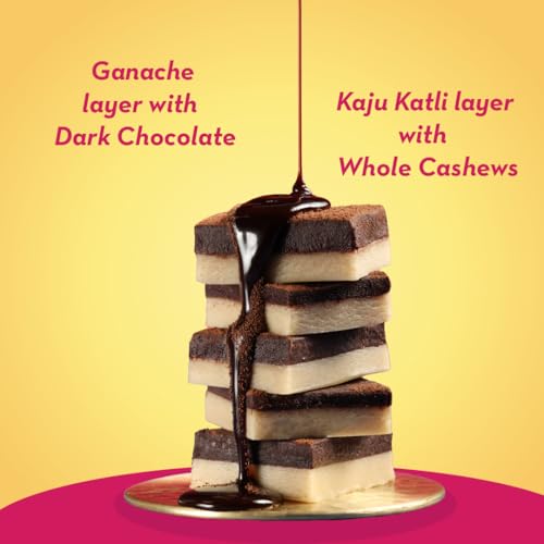 Image of GO DESi - Minis Dark Chocolate Kaju Katli | Made with whole cashews | Fusion Sweets | Sweets Gift Pack | 9 pieces