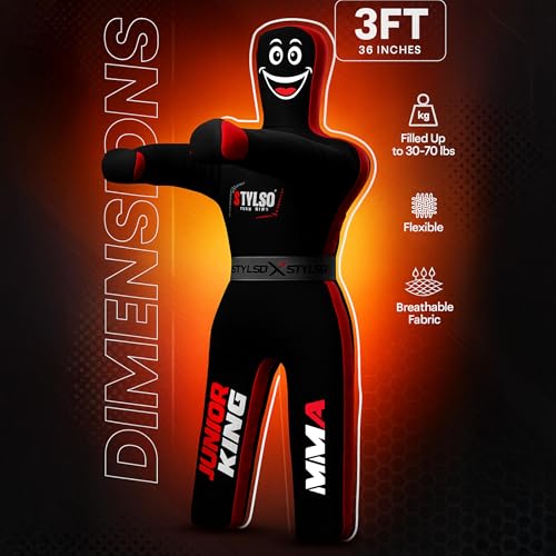 Un-Filled Wrestling Dummy for Kids – Youth Grappling Dummies BJJ, MMA, Jiu Jitsu & Judo Training Partner – Durable Martial Arts Practice Buddy – (Black, 3ft / 36 Inches) by Stylso - Image 7