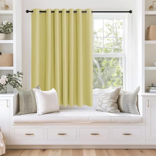 NICETOWN Blackout Curtains 63 inches Long for Living Room Bedroom, Grommet Thermal Insulated Room Divider Drape Window Treatment for Sliding Patio Door, W100 x L63, 1 Panel, Paler Yellow