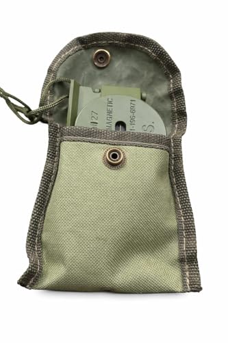 VETERIS US Military Style Phosphorescent Waterproof Lensatic Compass Accurate Hand Held Compasses with Pouch for Hiking Camping Navigation Survival Backpacking Orienteering