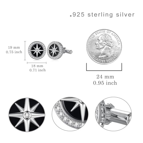 Mancuernillas para hombre en plata 925 con brújula vikinga miniatura 6