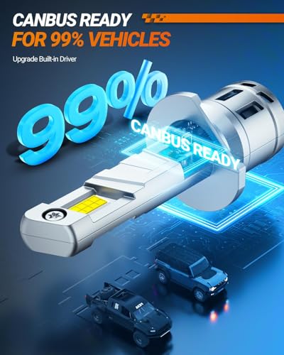 Image of SEALIGHT H1 LED Bulbs, 50000LM 6500K H1 Fog Bulbs with Cooling Fan, 1:1 Mini Size for Powersports ATV /UTV, 70000+ Hours Lifspan, Plug-N-Play, Pack of 2