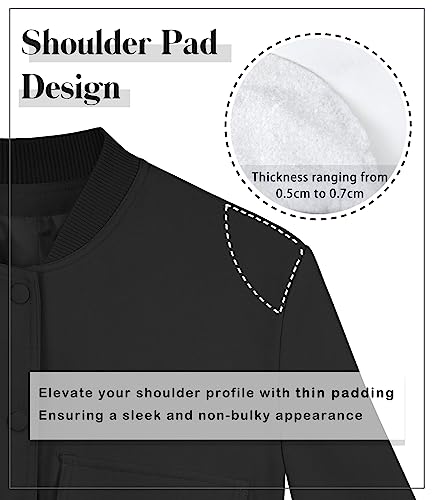 Modegal Women's Spring Varsity Bomber Jackets Long Sleeve Cropped Button Down Casual Coat with Pockets Outwear