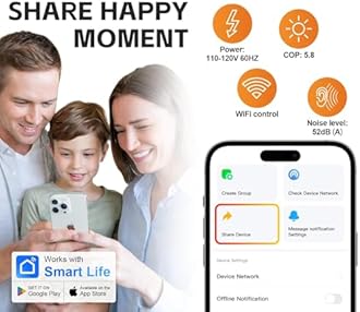 30000 BTU Pool Heater For Inground Pool Heater 120V Swimming Pool Heat Pump Above Ground 8000 Gallon Heating Cooling WiFi Control Schedule