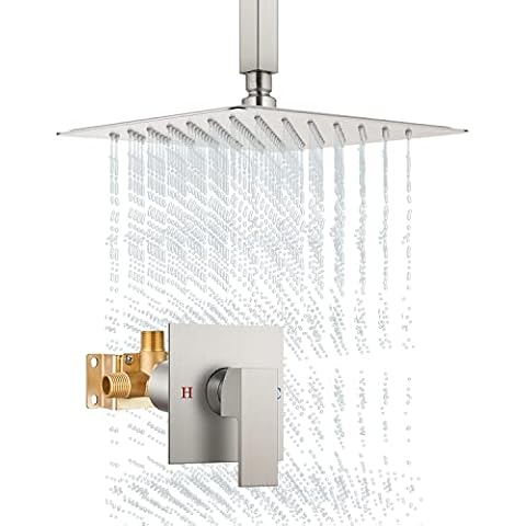 Airuida Juego de ducha de níquel cepillado con cabezal de ducha cuadrado de acero inoxidable de 12 pulgadas Cover