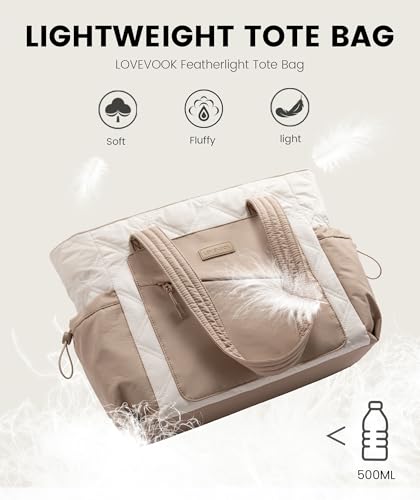 Image of LOVEVOOK Tote Bag for Women, puffer tote bag for Work Travel Nurse, Lightweight quilted Bags with Compartments