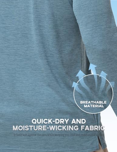 Image of Mens Long Sleeve Athletic Hoodie Sun Protection Gym Workout Shirt for Hiking Running Fishing