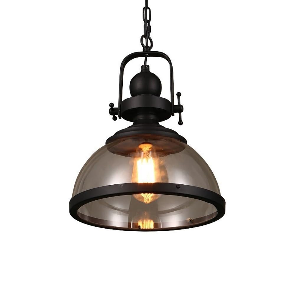 Bloohk One Color Vintage Glass Pendant Light, Industrial Loft Hanging Chandelier With Retro Metal Accent For Kitchen Island, Dining Room, Bar, Cafe & Bedroom