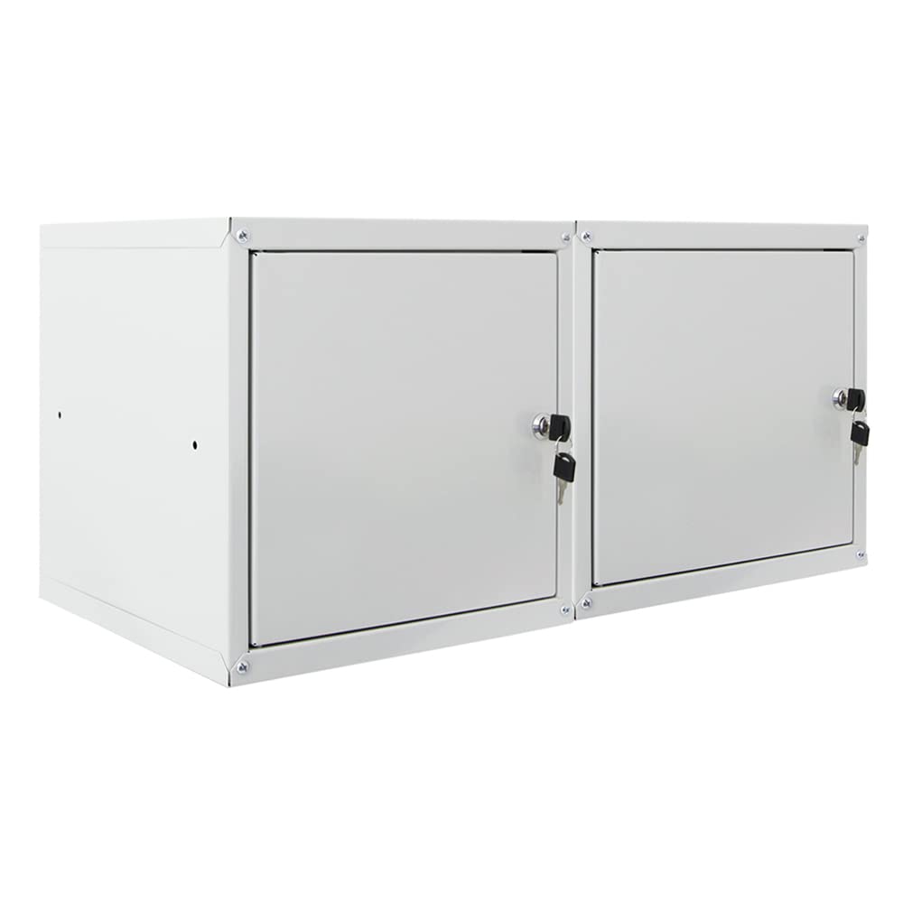 PROREGAL Mega Deal 2X Schließfachwürfel Cubic HxBxT 35x35x35cm Grau Schließfachschrank Metallspind Wertfachschrank Umkleideschrank 2 Fächer