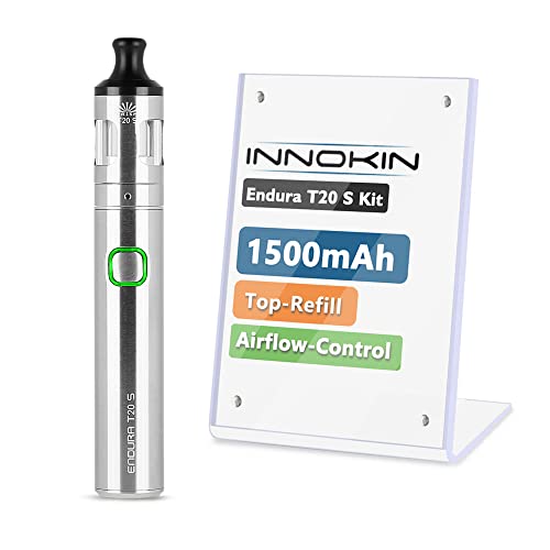 E Cigarette Vape Pen Starter Kit Innokin Endura T20S Vape Pens 1500mAh E-Cig Vape Kits with Top-Refill 2ml Prism T20S MTL Tank Using Prism-S Coil AMZ Edition No Nicotine - Stainless Steel