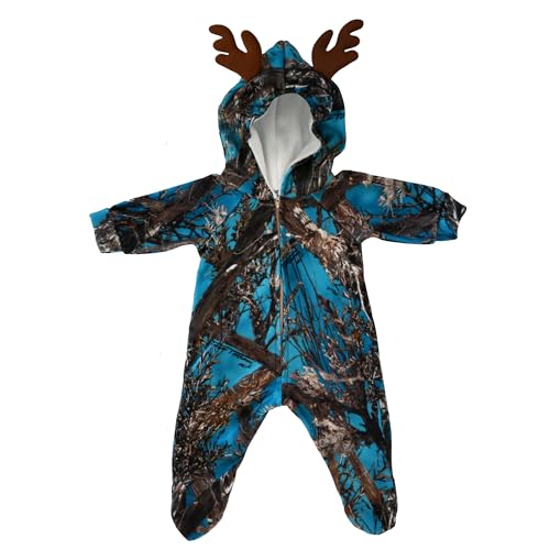 Image of You Had Me At Camo Huntsie Fleece Onesie with Hood - Camo Hoodie with Antlers