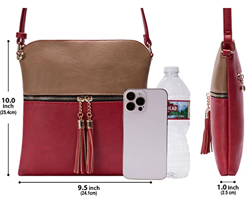 Image of Solene Womens Lightweight Medium Crossbody Purse with Tassel, Perfect Size Crossbody Bags for Daily Use, travel