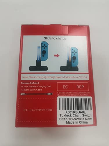 Switch Controller Charger Dock For Nintendo Switch Joycon, Joy Con Charging Dock With Lamppost Led Indication, Switch Charging Station Stand For 4 Joy Cons, Joycon Charger With Type-C Cable #TOP7