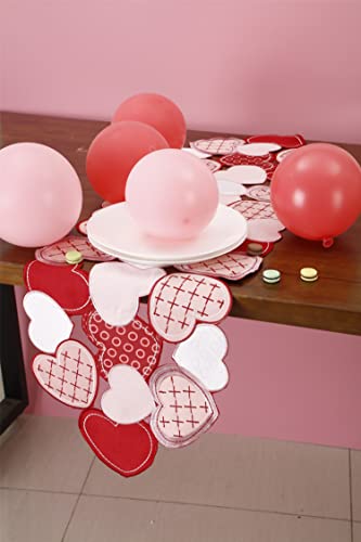 Granddeco 2023 Valentines Day Table Runner Love Sweet Red Heart Table Line thumb #6