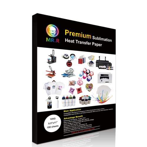MR.R Premium Sublimation Heat Transfer Paper for Epson and Sawgrass,105gsm 8.5