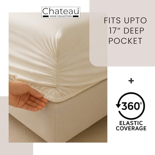 CHATEAU HOME COLLECTION Egyptian Cotton Sheets Queen Size, 400 Thread Count Deep Pocket Bed Sheet Set – Soft Cooling Sateen Weave, Fits Mattresses Up to 17” - Thumbnail 4