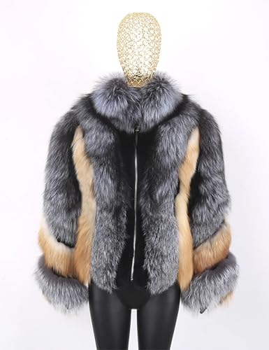 Real Fox Fur Coat Winter Women Jacket Thick Warm Overcoat Long Sleeve3