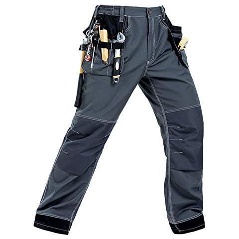 GSGGIG Carpenter Pants for Men Ripstop Construction Pants Cargo Multi-Pocket Utility Operator Pants with Reinforced Knees SB129Y Dark Gray 36 Cover