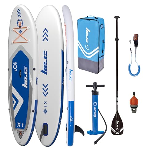 Zray SUP X1 Aufblasbares Stand Up Paddle Board blau 310x81x15cm Dropstitch mit Paddel Pumpe Transporttasche und Sicherheitsleine