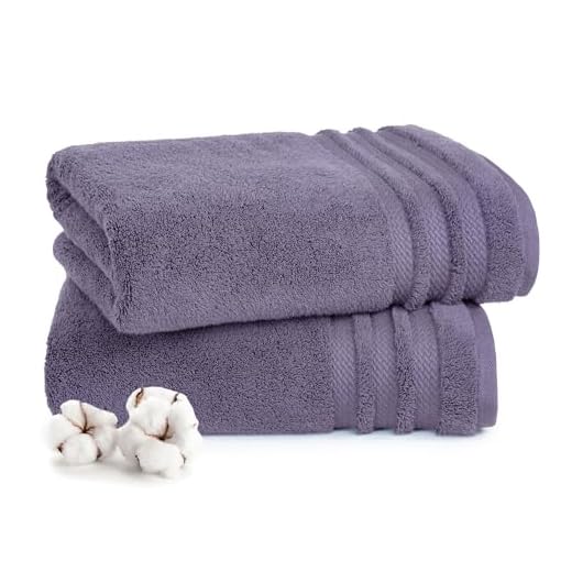 TRIDENT Nectarsoft Towels for Bath, 100% Cotton Towels, Zero Twist Yarn, 2 Large Size Bath Towel Set, Towels for Bath Large Size, Luxurious Soft, Extra Absorbent, 625 GSM, Purple Ash