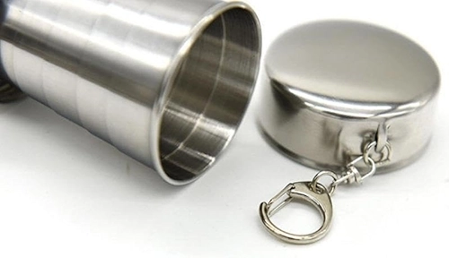 Porta-chaves dobrável de aço inoxidável 75/150/250 ml, copo dobrável, copo retrátil, copo dobrável, teaware, vidro dobrável (75 ml)