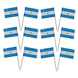 LALADEFIEE Palillos Decorativos Forma de Bandera Argentina 200 Unidades de Madera y Papel Mini Banderitas para Aperitivos Cupcakes y Frutas Fiestas y Eventos