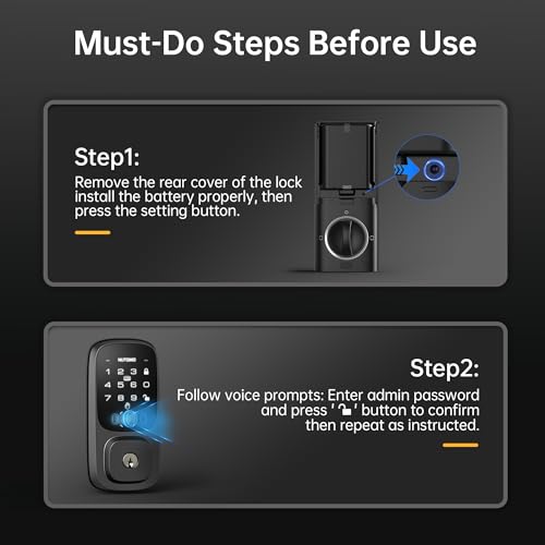 NUTOMO Palm Vein Smart Lock: Keyless Entry Door Locks with Handle Set Built-in WiFi Keypad Electronic Digital Deadbolt with APP Remote Control for Home Support Alexa/Rechargeable Battery/BHMA 3/Black - image 8