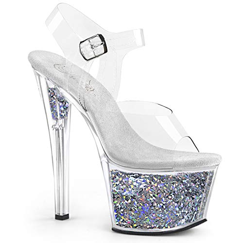Clear Silver Sky Sandals by Pleaser