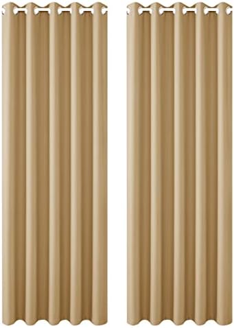 FLOWEROOM Thermal Blackout Curtains for Bedroom, 46 x 54 inches Long, Taupe - Winter Energy Saving/Summer Sun Blocking/Noise Reducing Window Curtain for Living Room, Set of 2 Eyelets Curtains