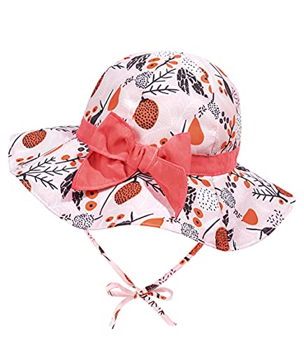 Hifot Chapeau Bebe Fille ete Anti UV Fille Chapeau de Soleil Bébé Filles Enfant Chapeau de Soleil Unisexe en Pliable Protection Solaire Plage Chapeaux de Soleil Bébé Fille UPF - Orange 50