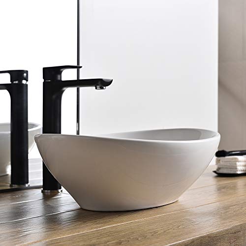 AWESON Porcelain Above Counter Vessel Sink, 16 Inch by 13 Inch, White Ceramic