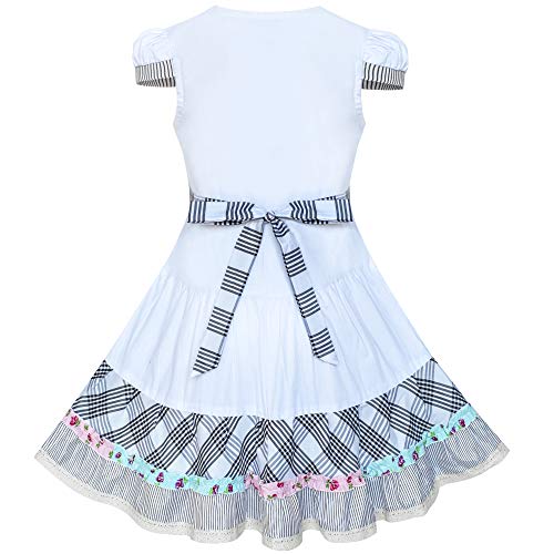 Sunny Fashion Girls Dress White Button Casual Short Sleeve Everyday Size 6-143