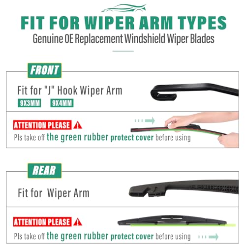 Image of 26 inch 20 inch 14 inch Windshield Wiper Blades Replacement for Acura MDX 2014 2015 2016 2017 2018 2019 2020 Premium All Weather Front Rear Wipers Set - OEM Quality (Pack of 3)
