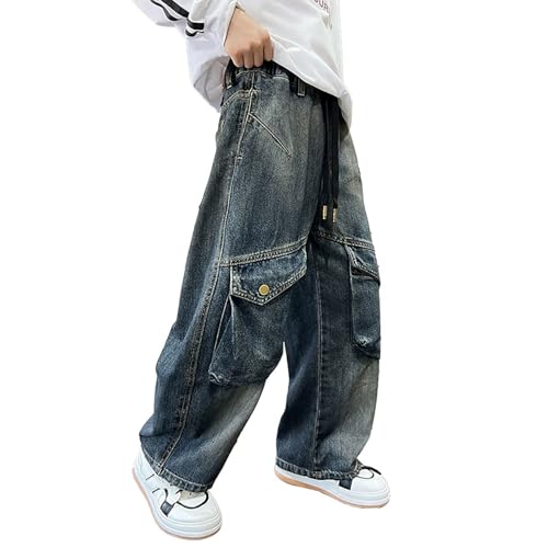 Jeans niños holgados casuales pantalones vaqueros rectos cómodos