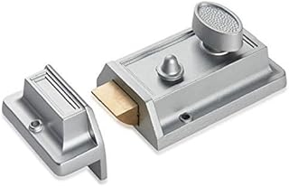 Night Latch Deadbolt Rim Lock,Antique Locks with Keys for Front Door in Silver Finish