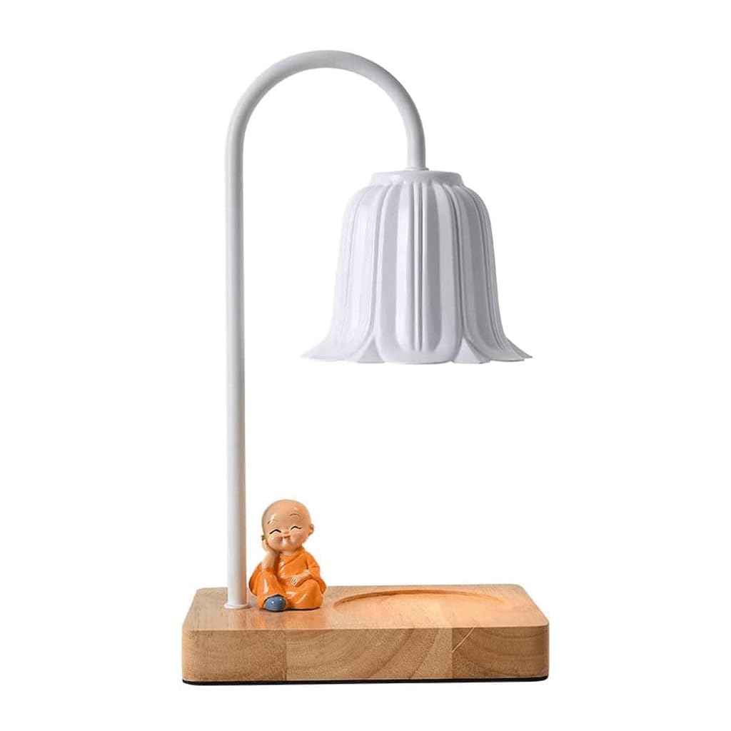 Scaldacandele for aromaterapia a forma di tronco con timer e design a forma di orchidea for bagno, soggiorno e ufficio lampada da scrivania(Wit)