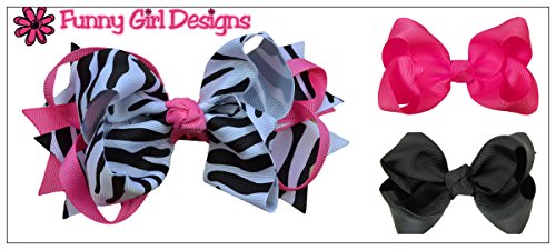 Funny Girl Designs BOWSET6/2/16_PINKZE Girls Hair Bow Boxed Gift Set Of 3 Grosgrain Ribbon Bows By Funny Girl Designs thumb #1