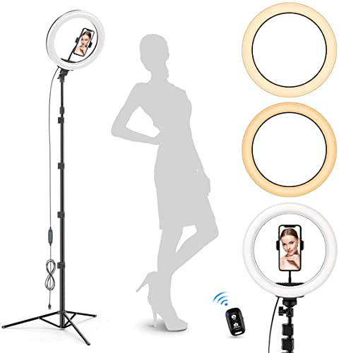 LED-Ringlicht 10" mit Stativ und Handyhalterung für Live-Streaming und YouTube-Video, dimmbares Tisch-Make-up-Ringlicht für Fotografie, Aufnahmen mit 3 Lichtmodi und 10 Helligkeitsstufen