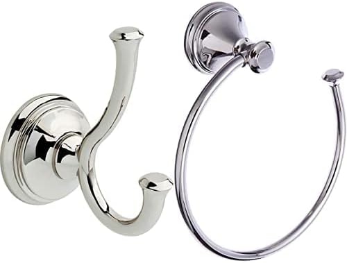 Delta Cassidy Polished Nickel Towel Ring & Robe Hook Bathroom Accessories Set