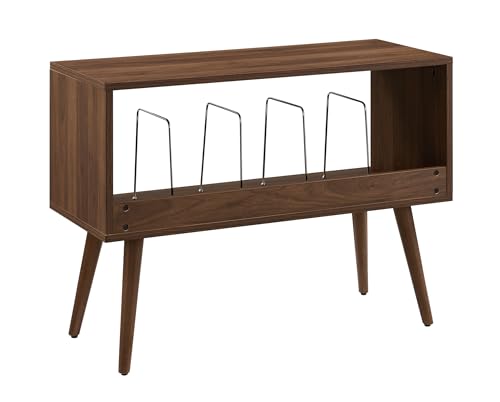 Image of Crosley Furniture Liam Small Mid-Century Modern Record Player Stand, Vinyl Storage Console for Records, Walnut