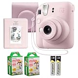 Fujifilm Instax Mini 12 Instant Camera Blossom Pink Bundle – Includes 40-Sheets Instax Mini Film, Protective Case, and Mini Photo Album