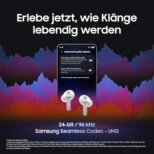 Samsung Galaxy Buds4 Pro, Kabellose Hi-Fi Bluetooth-Kopfhörer, 2-Wege-Lautsprecher, Geräuschunterdrückung per Adaptive Noise Cancelling, In-Ear-Ohrhörer, 360 Audio, AI Agent mit Sprachsteuerung, White