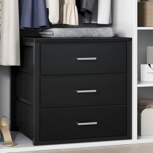 BOLUO Closet Drawers Black 3 Drawer Dresser…