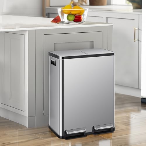 Caneca de basura doble acero inoxidable 60 L Kitchen