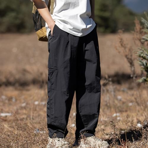 Pants for Men Fashion Cargo Trousers Wide Leg Baggy Pants Casual Teenage Boys Vintage Streetwear Manly Mens Clothing Black2
