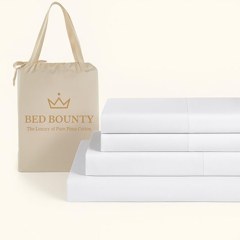 Ultra Premium Luxury 4Pc Sheet Set 100% Pima Cotton, 12-Inch Deep Pocket, Super Soft & Breathable Bedding – [King] – [White]