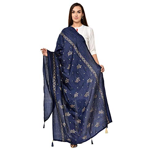 Sai Fashion Dupatta en soie douce crussed pour les femmes/impression de feuille d'or/Tasells sur la frontière Cover